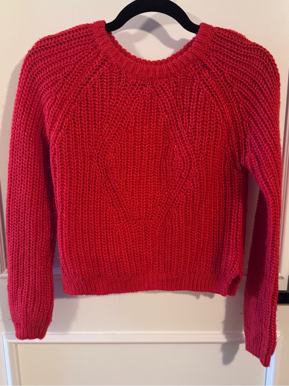 H&M Red Chunky Cable-Knit Crew Sweater